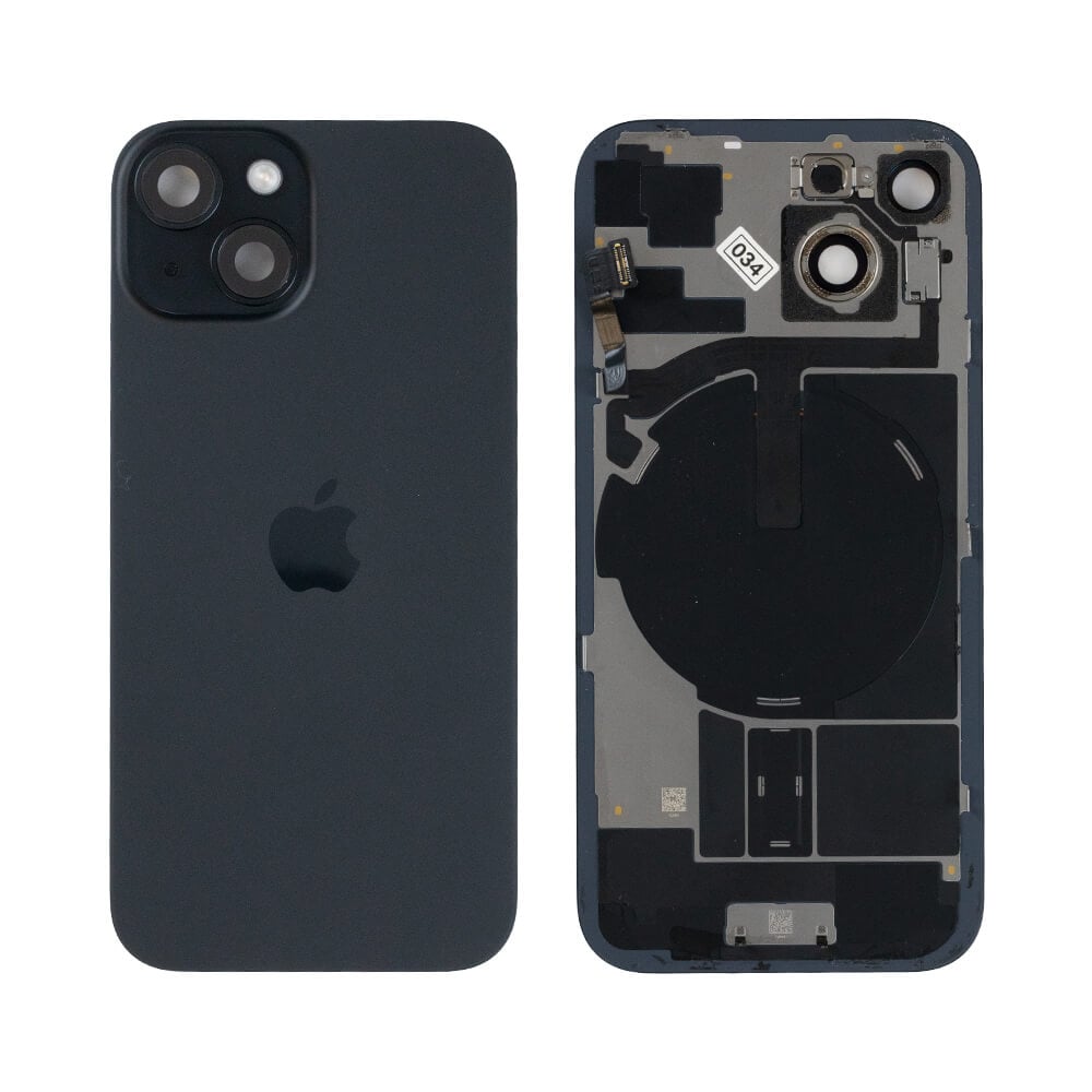 Genuine iPhone 15 - Back Glass With Wireless NFC Charging MagSafe Magnet & Flashlight Flex - Black - Reclaimed - Grade A