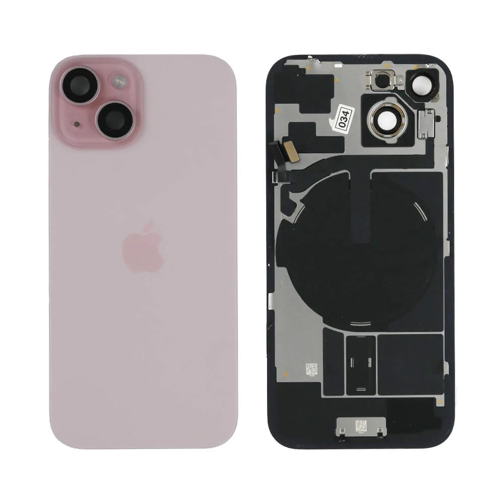Genuine iPhone 15 - Back Glass With Wireless NFC Charging MagSafe Magnet & Flashlight Flex - Pink - Reclaimed - Grade B