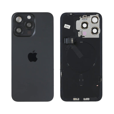 Genuine iPhone 15 Pro Max - Back Glass With Wireless NFC Charging MagSafe Magnet & Flashlight Flex - Black - Reclaimed