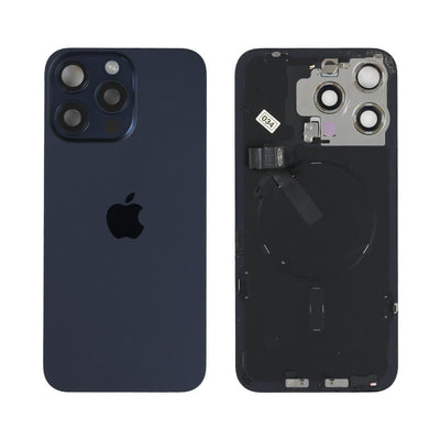 Genuine iPhone 15 Pro Max - Back Glass With Wireless NFC Charging MagSafe Magnet & Flashlight Flex - Blue - Reclaimed