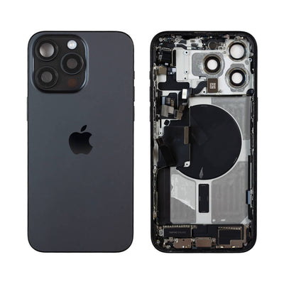 Genuine iPhone 15 Pro Max - Mid Frame/Back Glass With Parts - Black - Reclaimed