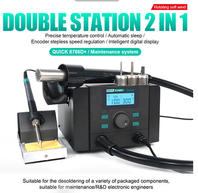 QUICK 8786D+ desoldering station soldering station Double station 2 in 1 rework station 110v/220v