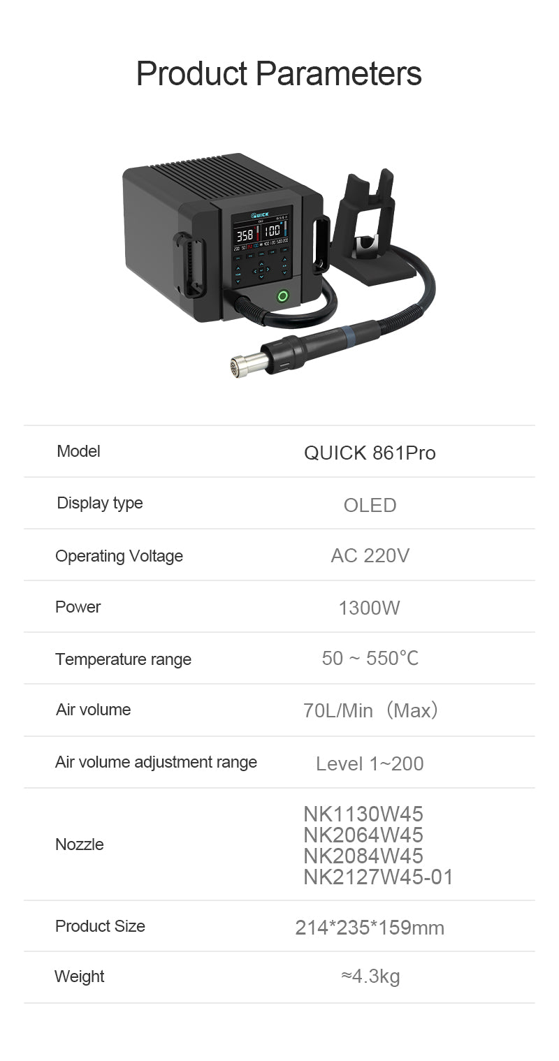 QUICK 861Pro Smart Hot Air Desoldering Station