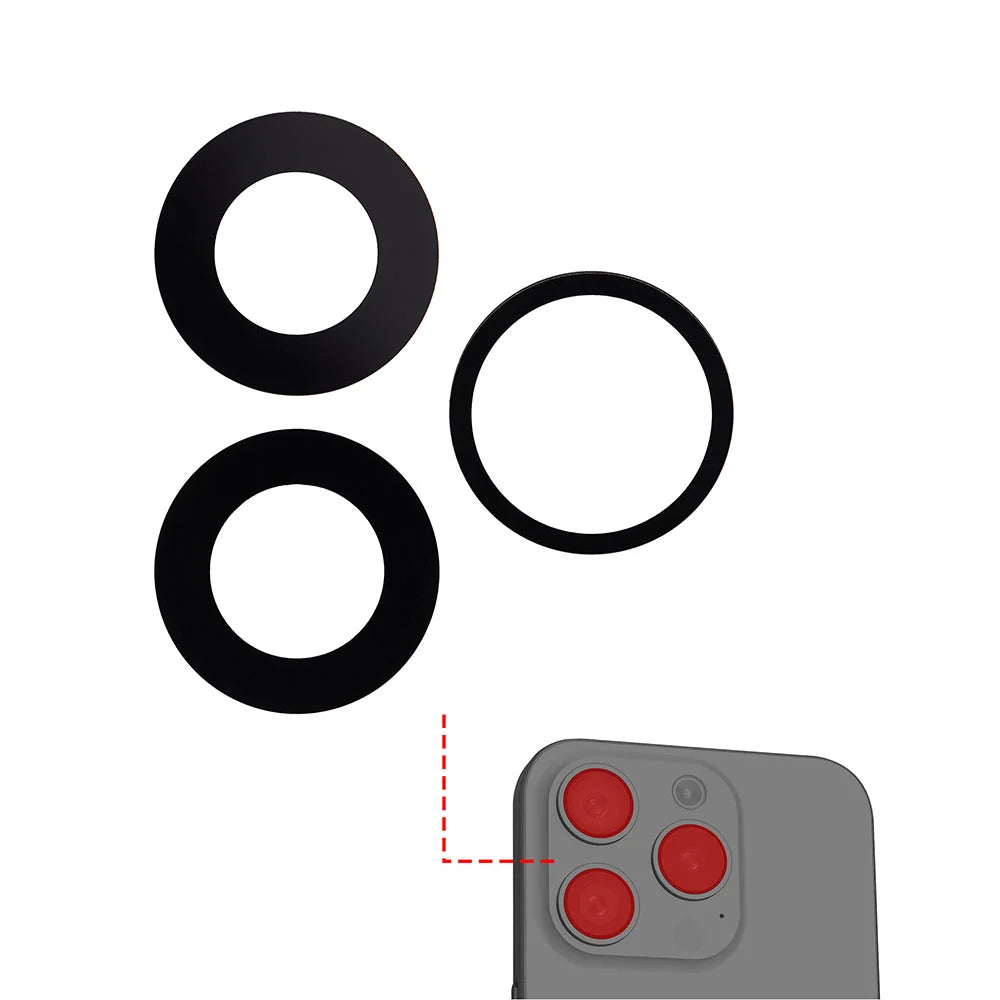 For iPhone 15 Pro - Rear Camera Lens With Adhesive - 3 Pieces - Sapphire Glass
