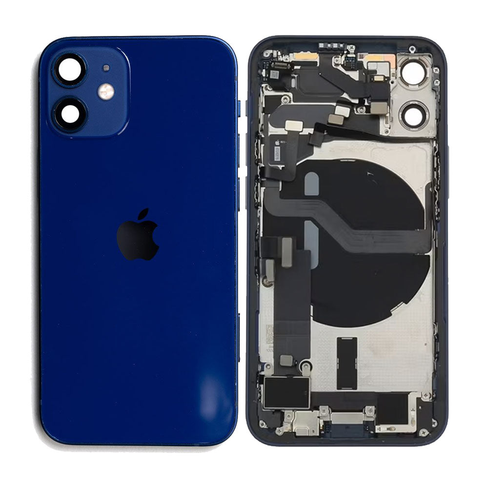 Genuine iPhone 12 Mini - Rear Housing Assembly With Parts - Blue - Reclaimed - Grade A - CE Mark