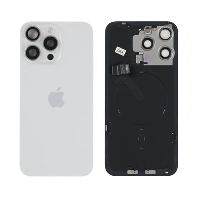 Genuine iPhone 15 Pro Max - Back Glass With Wireless NFC Charging MagSafe Magnet & Flashlight Flex - White - Reclaimed