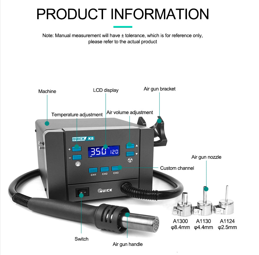 Quick K8 Lead-free hot air soldering station/110V/220V