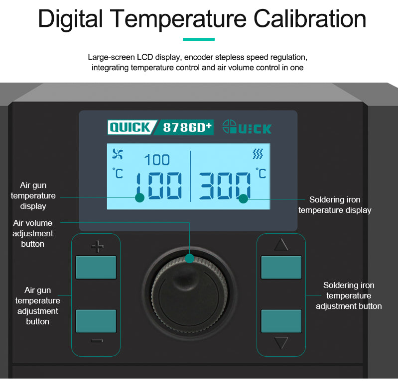 QUICK 8786D+ desoldering station soldering station Double station 2 in 1 rework station 110v/220v